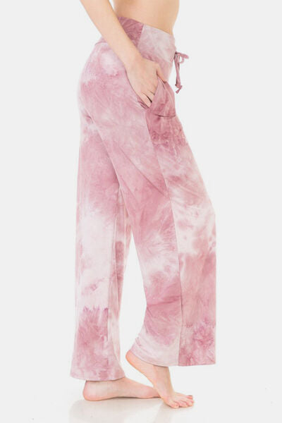 Buttery Soft Printed Drawstring Pants- Pink